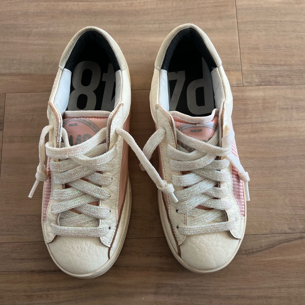 P448 Johnny low top sneakers jolly Polly pink and white -37 - Picture 4 of 11